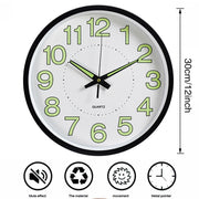 Luminous Quartz Non-Ticking Wall Clock Battery Operated