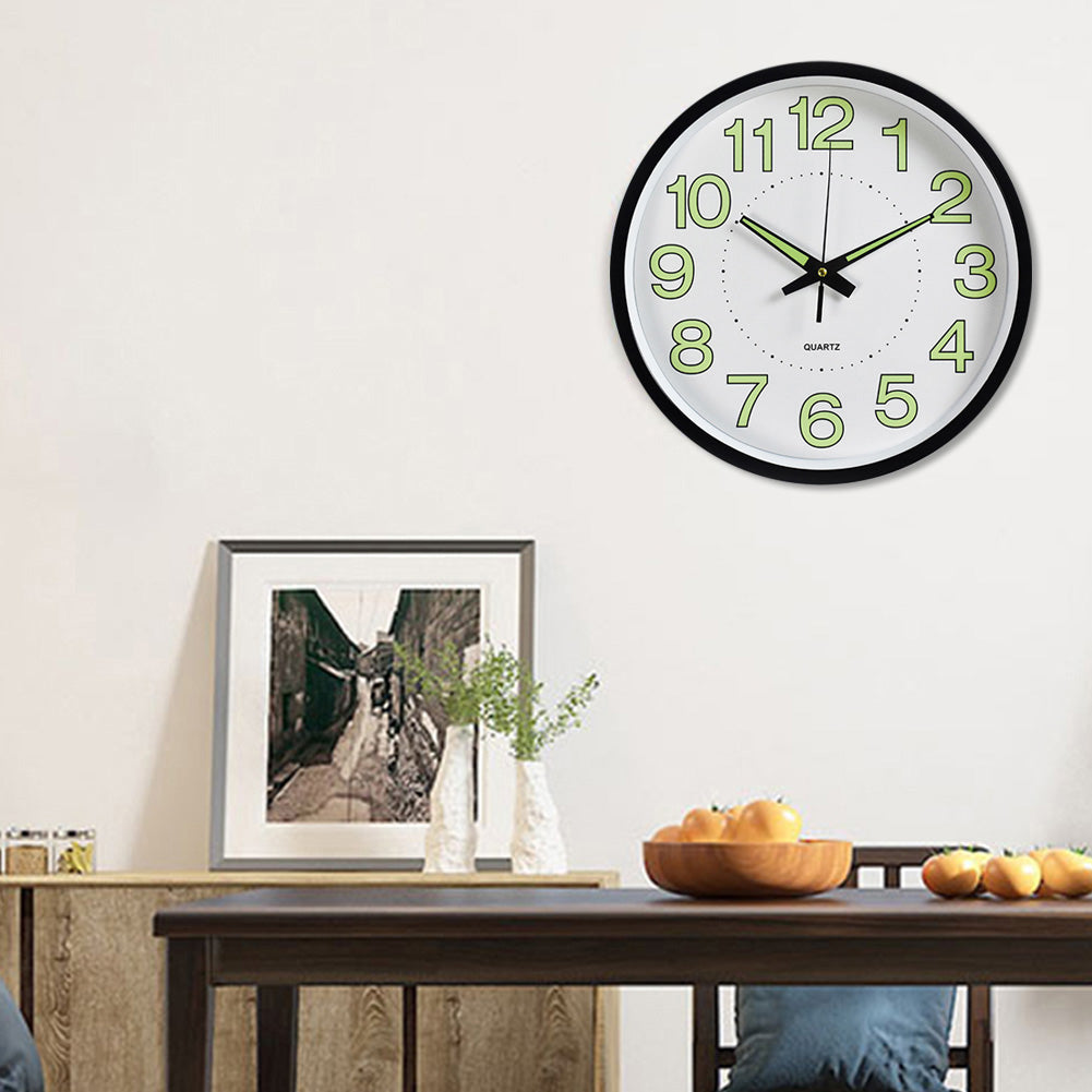 Luminous Quartz Non-Ticking Wall Clock Battery Operated
