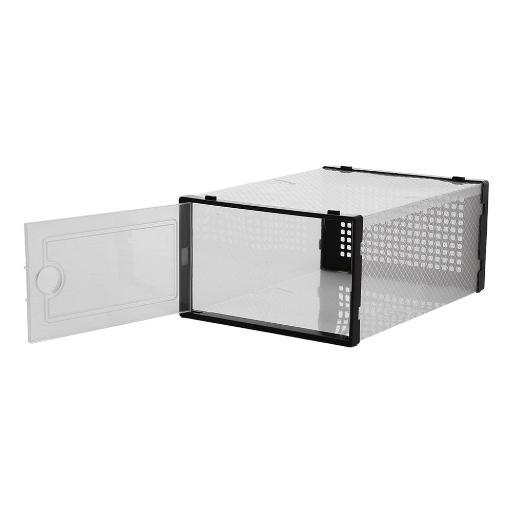 12x Stackable Shoe Storage Box Organiser Black