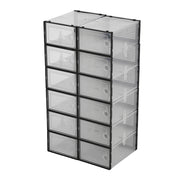 12x Stackable Shoe Storage Box Organiser Black