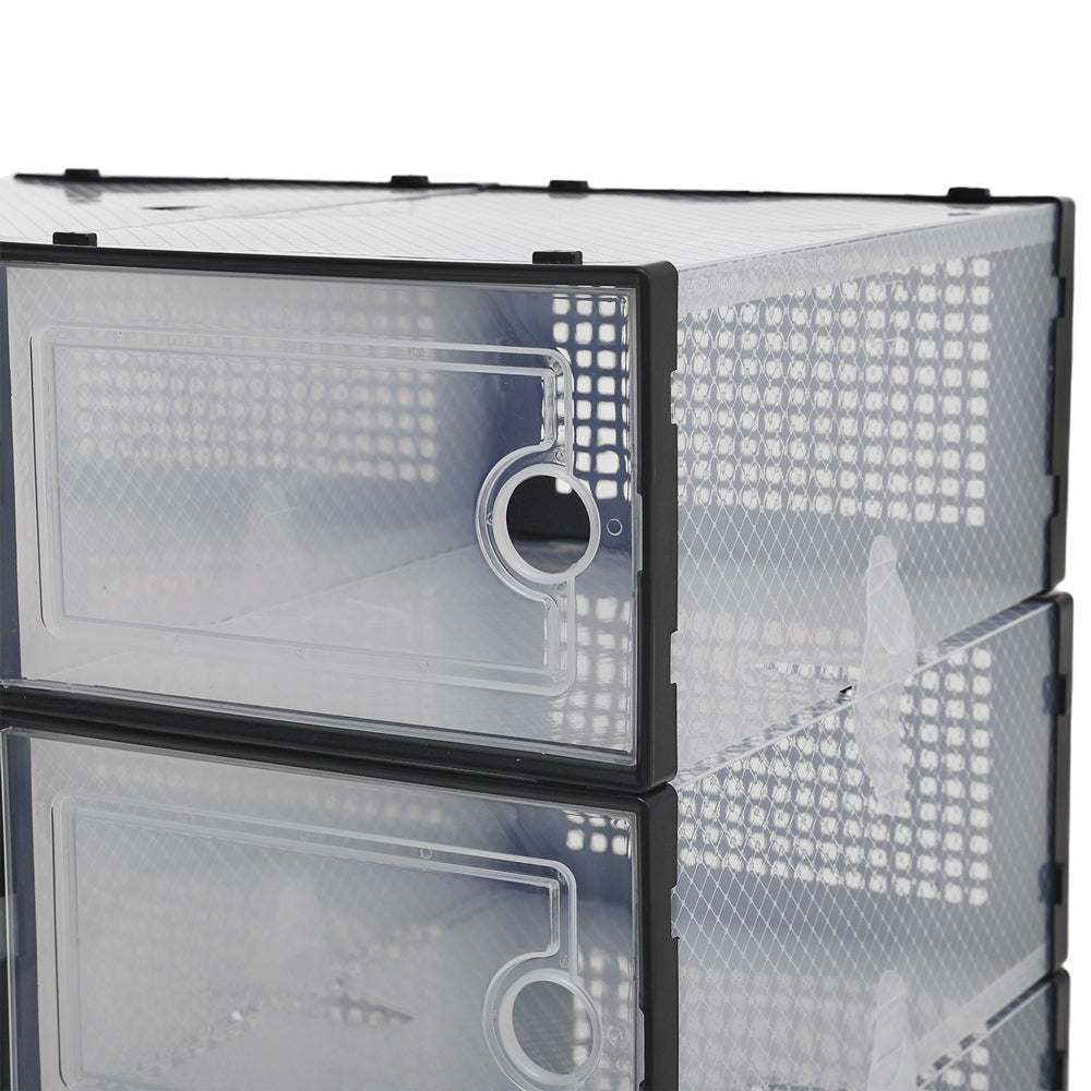 12x Stackable Shoe Storage Box Organiser Black