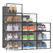 12x Stackable Shoe Storage Box Organiser Black