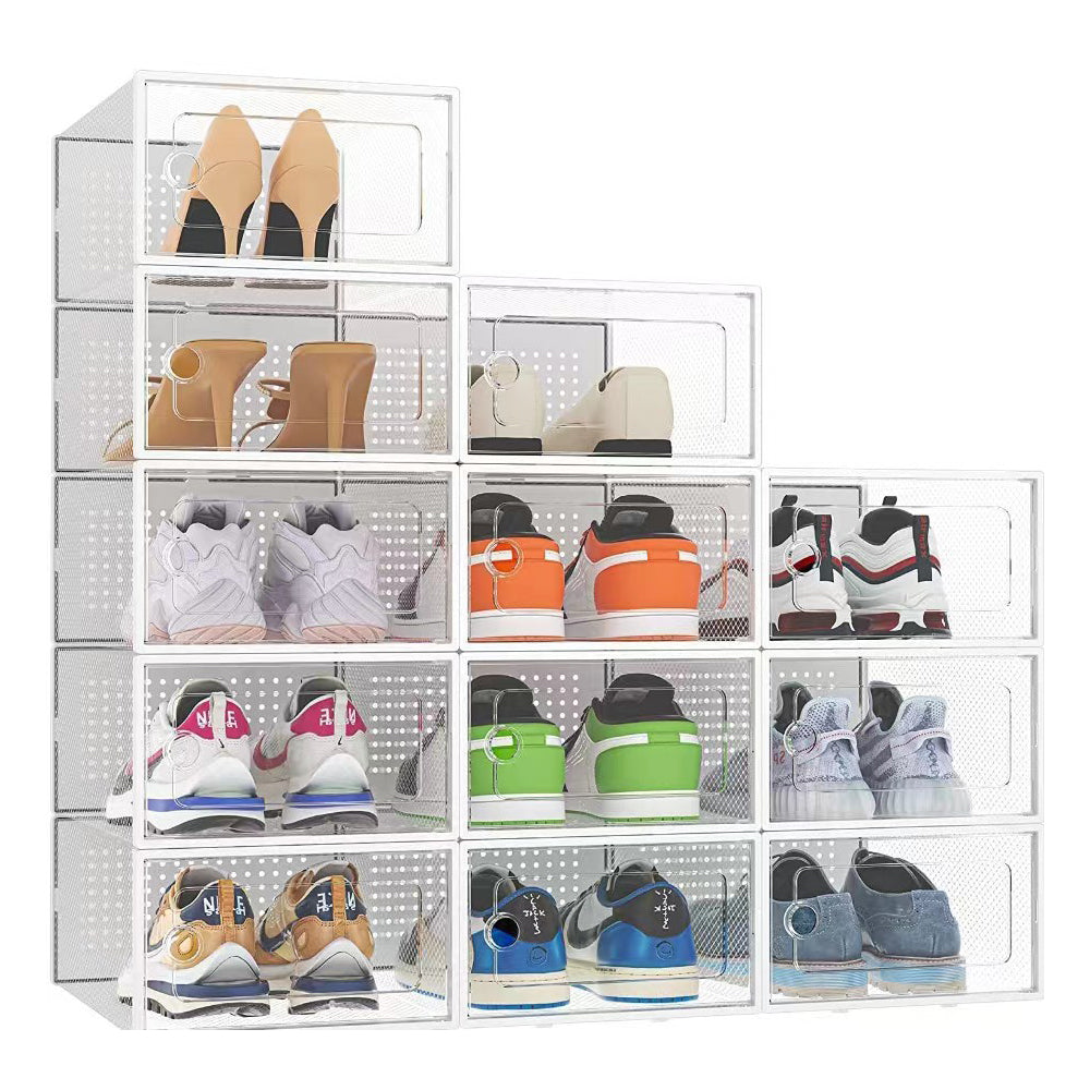 12 Pack Stackable Shoe Storage Box Organiser
