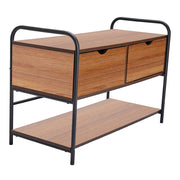 Modern 2-Drawer Metal and Wood Entry Bench