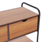 Modern 2-Drawer Metal and Wood Entry Bench