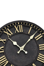 Black and Gold Decorative Roman Numeral Wall Clock