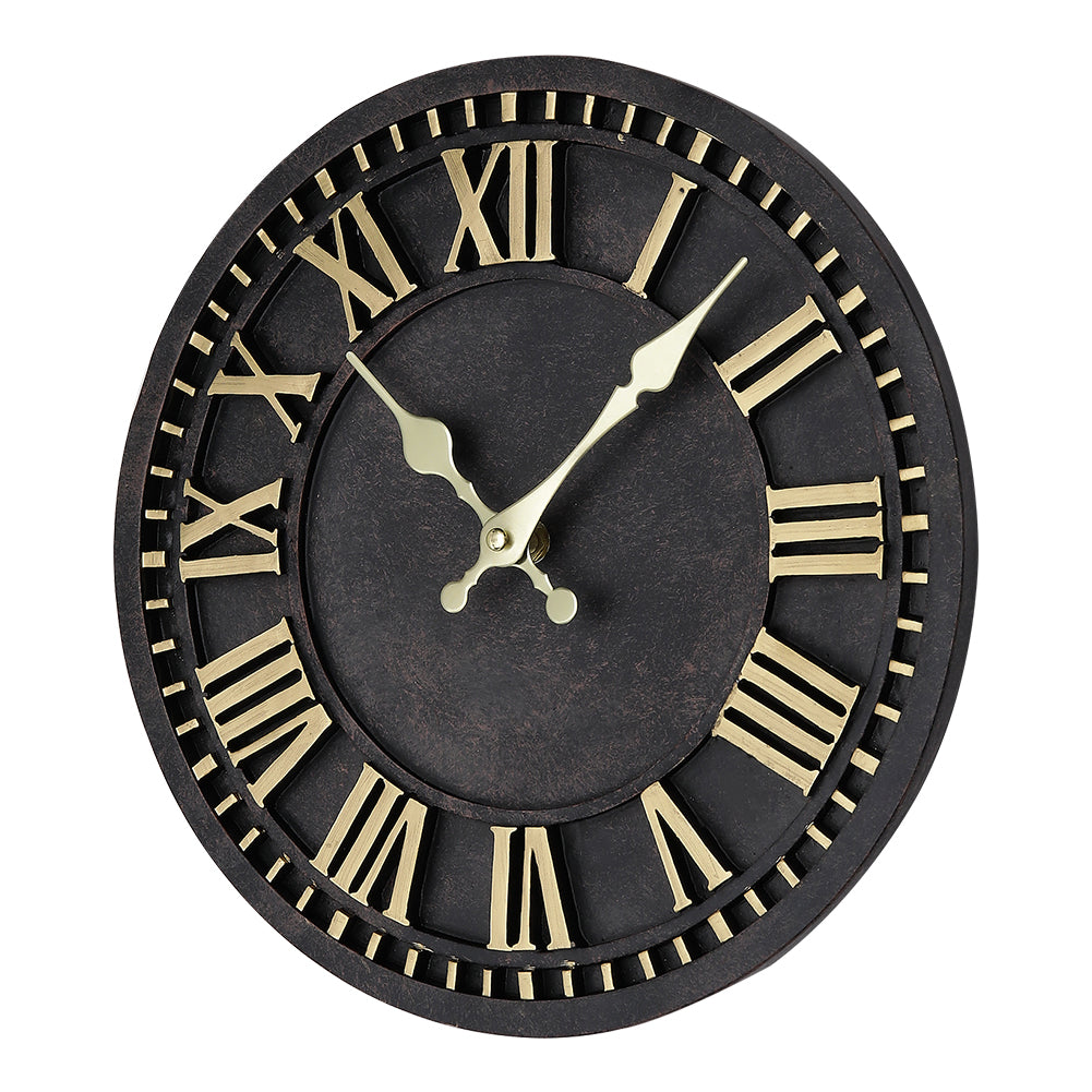 Black and Gold Decorative Roman Numeral Wall Clock