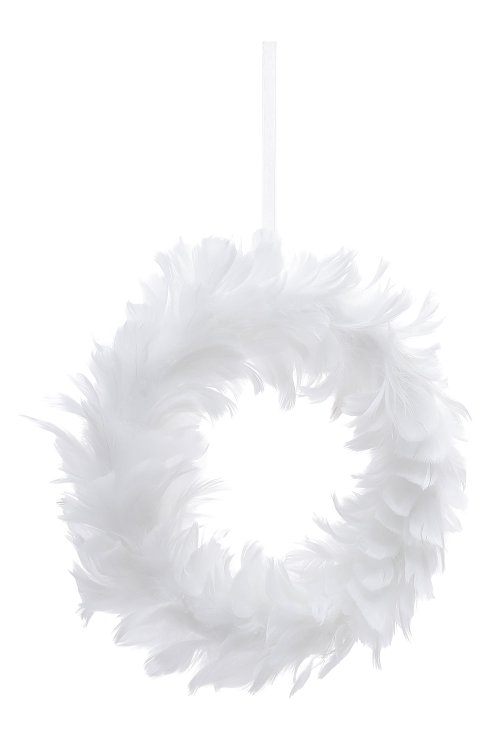 Hanging White Feather Wreath
