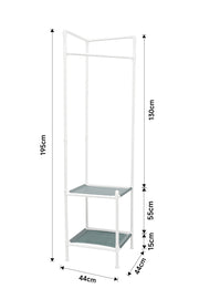 Corner Clothing Rack with 2 Tier Shelves