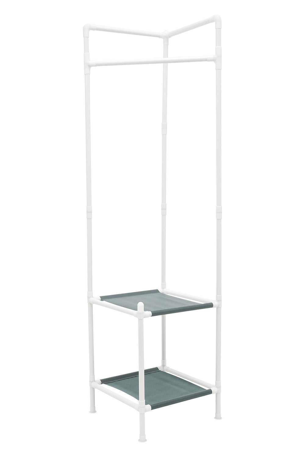 Corner Clothing Rack with 2 Tier Shelves