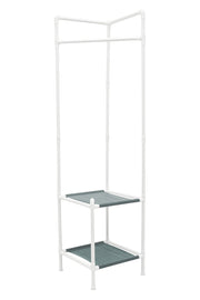 Corner Clothing Rack with 2 Tier Shelves