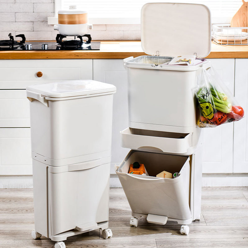 38L Rubbish Dustbin Recycling Bin Rubbish Trash Home Kitchen White