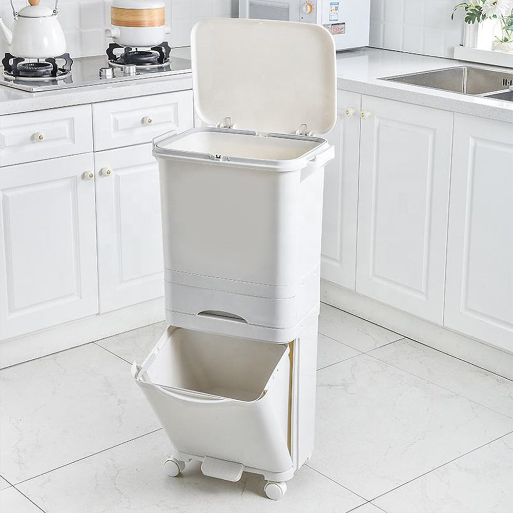 42L Rubbish Dustbin Recycling Bin Rubbish Trash Home Kitchen White