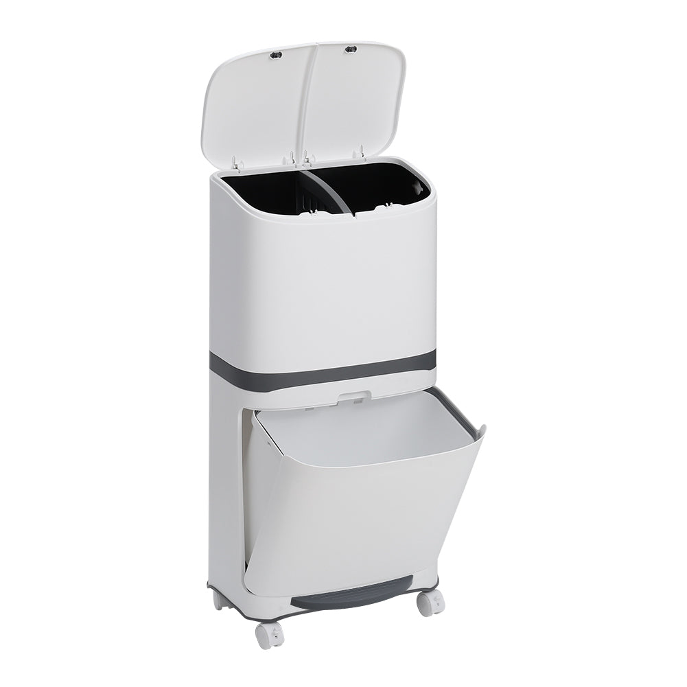 48 Litre Step on Recycling Rubbish Bin Double Layer Pedal Bin with Inner Buckets