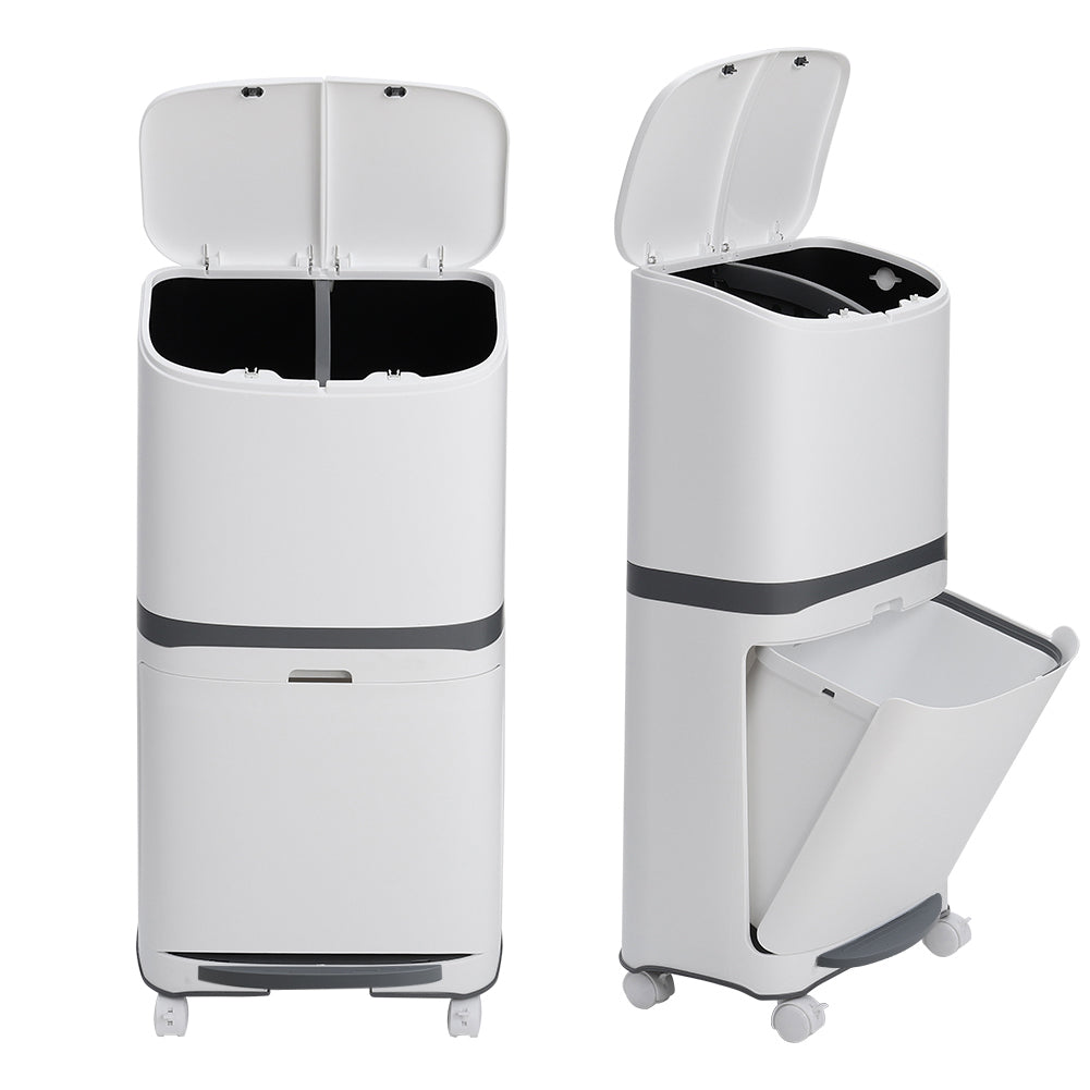 48 Litre Step on Recycling Rubbish Bin Double Layer Pedal Bin with Inner Buckets