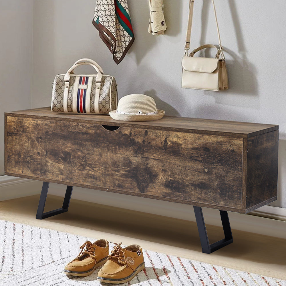 Industrial Wooden Flip Top Storage Bench