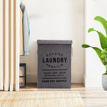 Foldable Fabric Laundry Hamper with Lid and Rope Handles – Space-Saving Storage Basket for Clothes, Towels & Toys