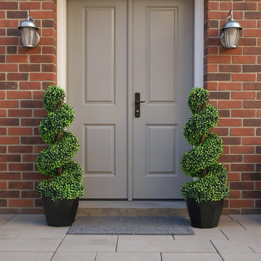 2 Pack Artificial Spiral Boxwood Topiary Tree – Realistic Fake Plant for Indoor & Outdoor Decoration - Lifeideas