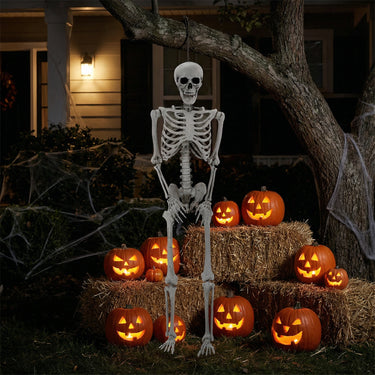 Poseable Skeleton Halloween Decoration – Scary Hanging Skeleton Prop for Party & Home Décor
