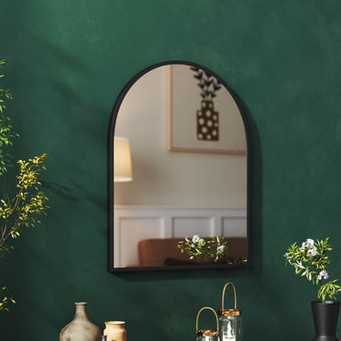 Arched Wall Mirror – Black Aluminum Alloy Frame for Modern Home Decor - Lifeideas