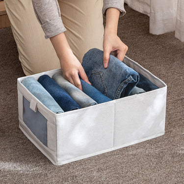 Foldable Fabric Storage Box with Mesh Window – Closet Organizer for Jeans & Daily Essentials