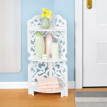 3-Tier Corner Storage Rack – Waterproof MDF Shelf for Bathroom or Bedroom - Lifeideas
