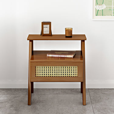 Wooden Nightstand with Drawer and Open Shelf – Modern Bedside Storage Cabinet