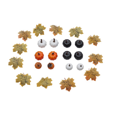 Halloween Pumpkin & Maple Leaf Ornament Set – 24-Piece Decorative Accents for Seasonal Displays
