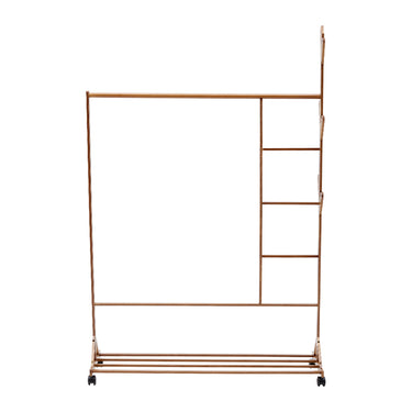 Bamboo Garment Rack with Wheels and Trousers Organizer – Mobile Clothing Stand with Shelf