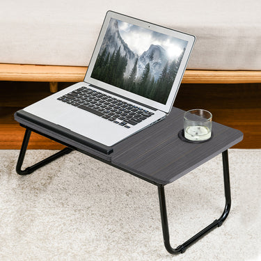Adjustable Foldable Laptop Bed Table with Cup Holder – Portable Workstation for Bed, Sofa, or Floor - Lifeideas