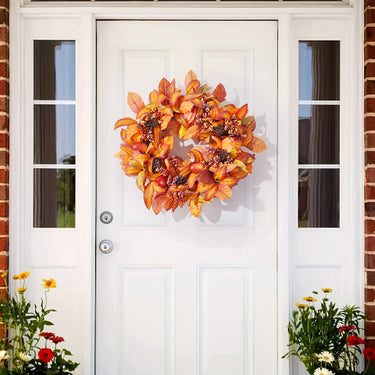 Halloween Maple Leaf and Berry Artificial Wreath – 50cm Fall Decoration