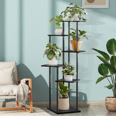 6-Tier Corner Plant Stand – Modern Metal Frame with MDF Shelves