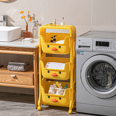 3-Tier Mobile Kids Toy Storage Rack – Cute Duck Design with Wheels - Lifeideas