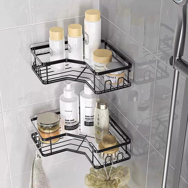 3-Piece Corner Shower Caddy Set with Wall-Mount Adhesive Stickers – Rust-Resistant Metal Storage Solution - Lifeideas
