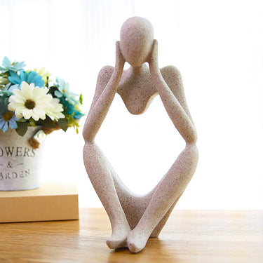Abstract Meditating Woman Figurine – Resin Tabletop Sculpture for Tranquil Decor - Lifeideas