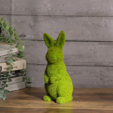 Moss-Covered Standing Bunny Ornament – Resin Easter & Spring Home Décor