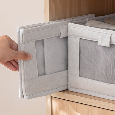 Foldable Fabric Storage Box with Mesh Window – Closet Organizer for Jeans & Daily Essentials