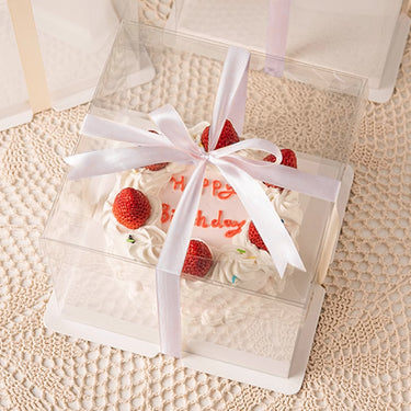 Clear Cake Gift Box with Ribbon – Elegant Display Packaging for Baked Goods