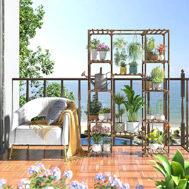 Multi-Tier Wooden Plant Stand – Vertical Flower Display Shelf for Indoor & Outdoor Use