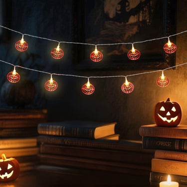 Halloween Smiley Pumpkin LED String Lights – Battery Operated Party Decoration