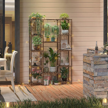 Multi-Tier Wooden Plant Stand – Vertical Flower Display Shelf for Indoor & Outdoor Use