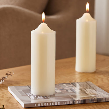 2-Pack Unscented Ivory Pillar Candles – 21cm Decorative Wax Set - Lifeideas