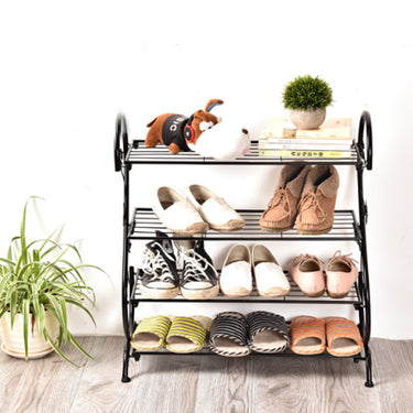 4-Tier S-Shape Metal Shoe Rack with Decorative Side Panels - Lifeideas