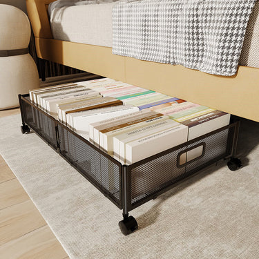 Foldable Metal Underbed Storage Container with Wheels – Space-Saving Organizer