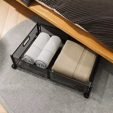 Foldable Metal Underbed Storage Container with Wheels – Space-Saving Organizer