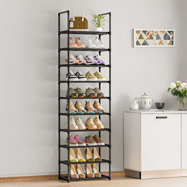 10-Tier Customizable Metal Shoe Rack – Adjustable Storage Solution for Entryway or Closet - Lifeideas