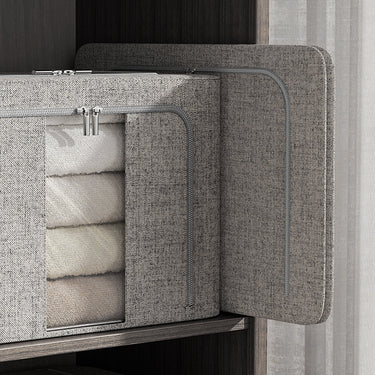 100L Collapsible Fabric Storage Box with Metal Frame and Clear Windows – Large Clothes Organizer with Dual Zippers - Lifeideas