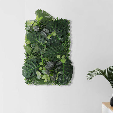 40x60cm Mixed Leaf Artificial Green Wall Panel – Fittonia, Fern & Monstera for Indoor/Outdoor Decor - Lifeideas