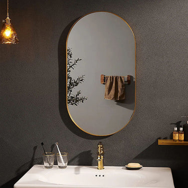 Modern Oval Metal Wall Mirror – Minimalist Aluminum Frame for Versatile Home Use