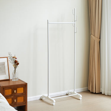 Rolling Garment Rack with Side Hooks and Bottom Shelf – Freestanding Clothes Organizer